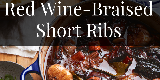 A pot of Red Wine-Braised Short Ribs.