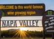 Napa Valley sign at sunset.